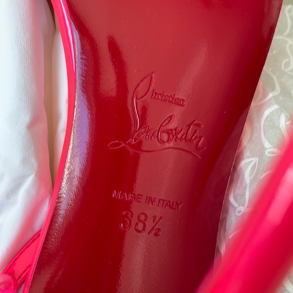 Christian Louboutin so me 100mm pink neon stiletto spike patent sandal sz 38.5 - Picture 9 of 12